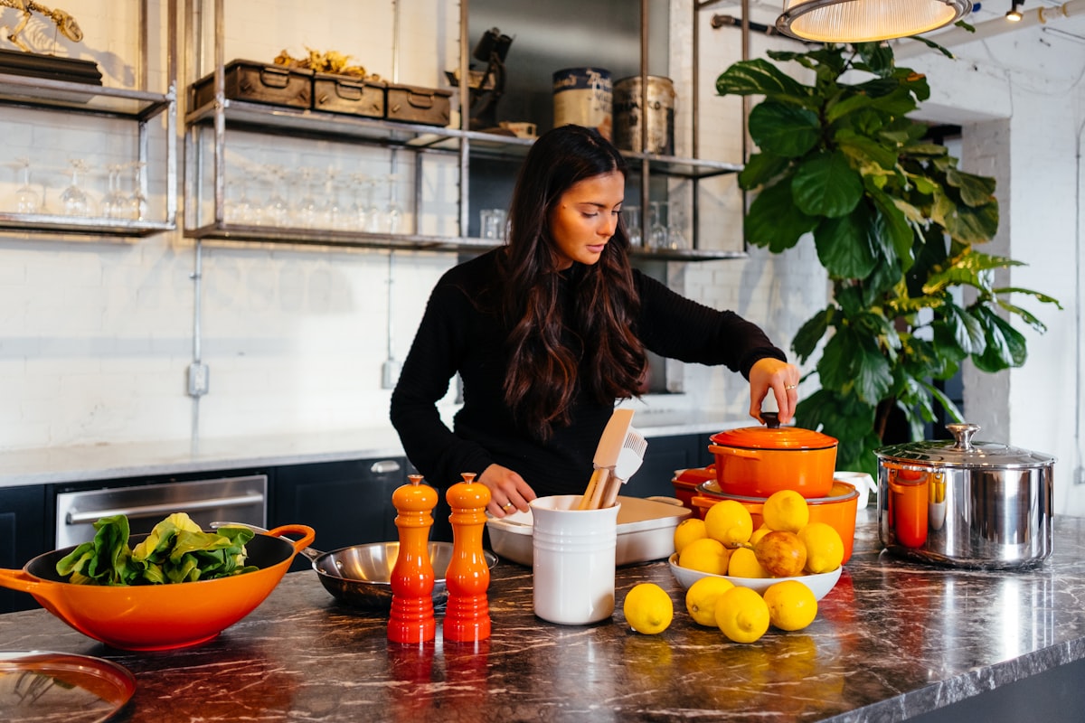 Healthy cooking preparation with fresh ingredients